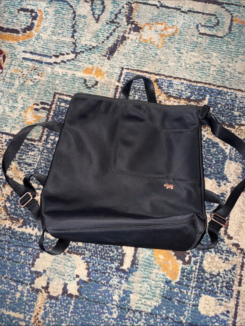 RADLEY LONDON Black Men's Nylon Backpack with Rose Gold Accent